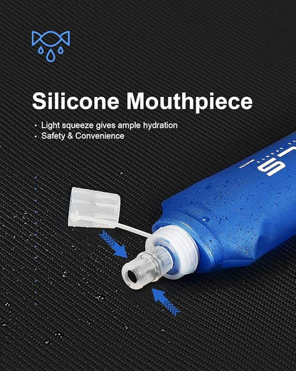 Soft Running Water Flask Soft Flasks Collapsible Soft Water Bottles Small BPA-Free for Sports Hiking Hydration Pack 5oz/8oz/17oz(PINK,8oz*2)