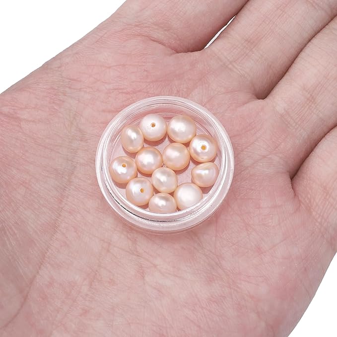 Natural Half Drilled Pearl Beads Pink 6-6.5mm 12pcs AAA Freshwater Cultured Loose Gemstone Beads for DIY Stud Earring Jewelry Making