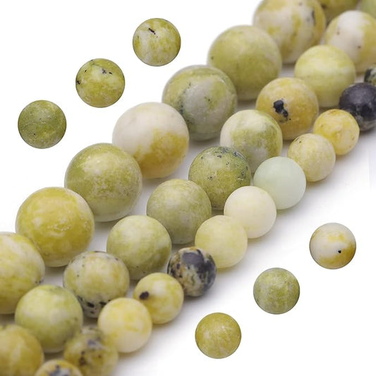 Youngbling Natural Gemstone Beads for Jewelry Making,6mm Chinese Jade Polished Round Smooth Stone Beads for Bracelet Necklace 15 Inch(Chinese Jade,6mm)