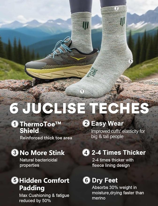 Alpaca Wool Micro Crew Hiking Socks Midweight Moisture Wicking Anti-blister Cushioned