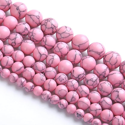 75PCS 10MM Pink Turquoise Spacer 2 Strands Loose Beads for Jewelry Making DIY Bracelet Necklace
