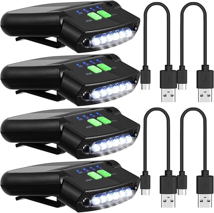 Mudder LED Clip on Cap Lights USB Rechargeable Cap Flashlight Clip Waterproof Ultra Bright Hat Flashlight Headlamp for Fishing Camping Hand Work