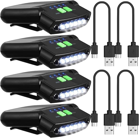 Mudder LED Clip on Cap Lights USB Rechargeable Cap Flashlight Clip Waterproof Ultra Bright Hat Flashlight Headlamp for Fishing Camping Hand Work