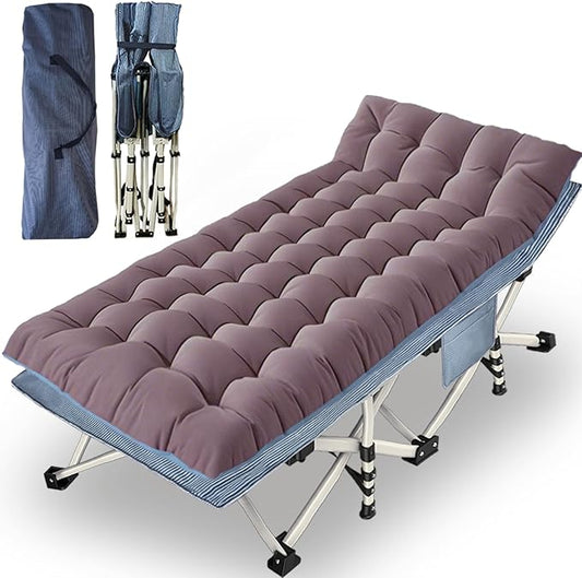 Oversize 32" Wide Camping Cot with Comfortable Mattress for Adults XXL Cots for Sleeping Camping Bed Folding Cot Heavy Duty with Carry Bag for Home Outdoor Travel