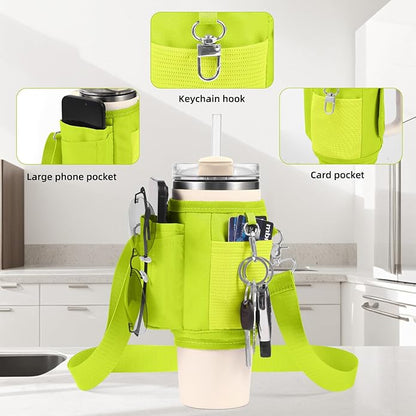 All Day Quencher Carry All for Stanley 40/30 oz Tumbler, Crossbody Bag with Phone Holder & Strap, Water Bottle Carrier Bag