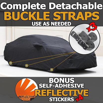 All Weather Waterproof car Cover Good for rain Snow uv Protection dust Compact Hatchback Golf GTI i3 Civic Elantra Soul Versa Black