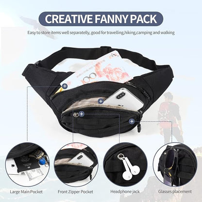 DAITET Crossbody Fanny Pack for Men&Women,Large Waist Bag & Hip Bum Bag with Adjustable Strap for Outdoors Workout Traveling Casual Running Hiking Cycling
