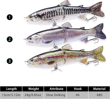 TRUSCEND Easy Catch Swimmax, Magic Noisy Turbulent Wiggling and Vibrating Actions for More Bites, Segmented Swimbait Jointed by Dyneema Strongest Fiber, Lifelike Fishing Lures for Relax Family Fishing