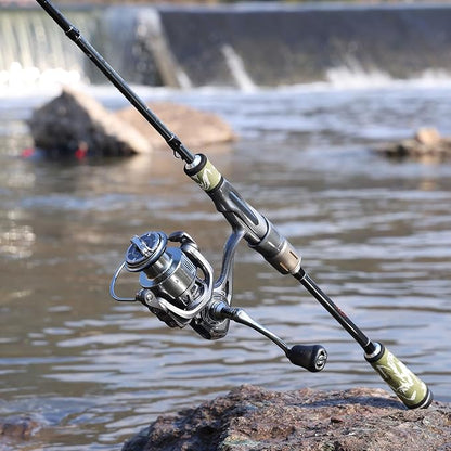 Sougayilang BD 2-Piece Spinning Fishing Rod and Reel Combo,Split-Grip Golf Handle,30 Ton Carbon Fiber,Light and Smooth Spinning Reel for Freshwater and Saltwater