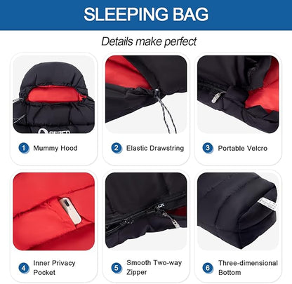 Ultralight Down Sleeping Bag for Adults with 600 Fill Power, Compact Sleeping Bag for Backpacking, Hiking and Camping