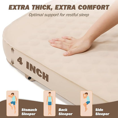 TOBTOS 4" Thick Self Inflating Sleeping Pad with Electric Pump, Ultra-Compressible Compact Foam Camping Mattress, Fast Inflate Insulated Sleeping Mat for Tent, Car, Camping