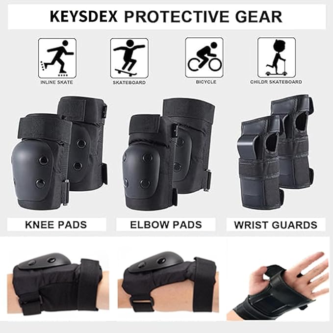 Knee Pads Elbow Pads Wrist Guards for Adult Youth Kids 6 in 1 Protective Gear Set for Roller Skateboarding Scooter Inline Skating Cycling Skating BMX Bike Outdoor Sports