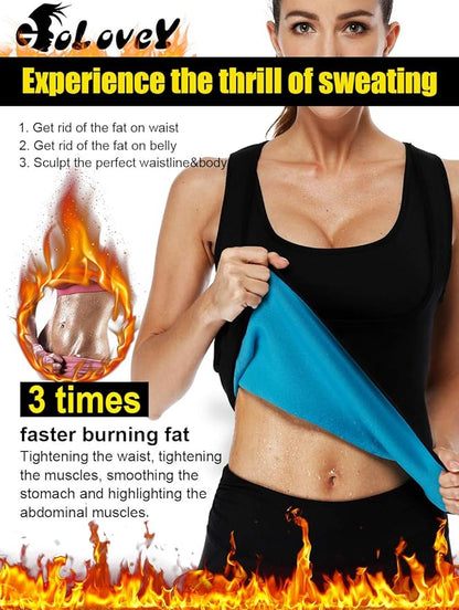 Women Neoprene Sauna Vest Waist Trainer Hot Sweat Slim Corset Body Shaper with Zipper Workout Tank Top