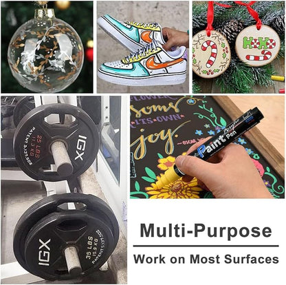 Overseas Yellow Acrylic Paint Markers - 8 Pack Medium Tip Acrylic Paint Pens, Water Based, Quick Drying, Waterproof, Non Toxic Permanent Markers for Rock, Wood, Plastic, Metal, Canvas, Glass, Fabric