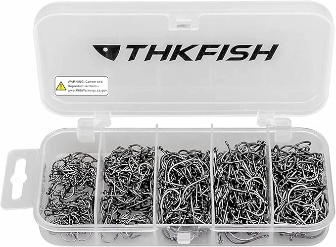 thkfish 50Pcs/100Pcs/Box Fishing Hooks Drop Shot Hooks Wacky Worm Fish Hooks Size #3#2#1 1/0 2/0 Offset Circle Hooks for Fishing