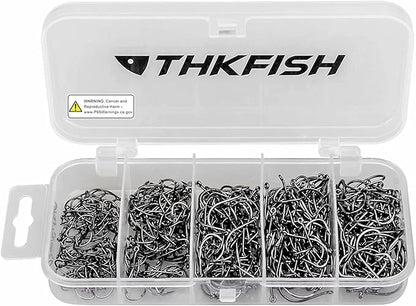 thkfish 50Pcs/100Pcs/Box Fishing Hooks Drop Shot Hooks Wacky Worm Fish Hooks Size #3#2#1 1/0 2/0 Offset Circle Hooks for Fishing