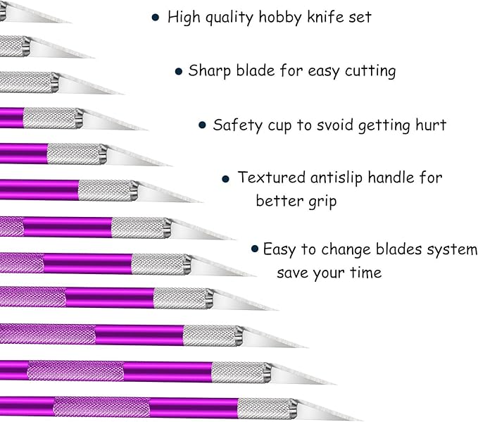 15 Pack Exacto Knife Set, Hobby Knife, Back to School Supplies Craft Knifes Kit for Art, Carving, DIY, Scrapbooking, Art, Cutting, Stencil(Purple)