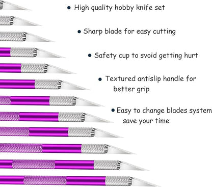 15 Pack Exacto Knife Set, Hobby Knife, Back to School Supplies Craft Knifes Kit for Art, Carving, DIY, Scrapbooking, Art, Cutting, Stencil(Purple)