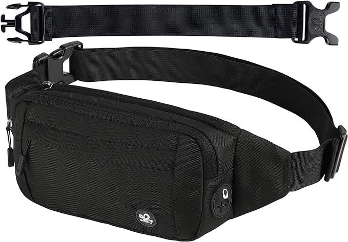 WATERFLY Fanny Pack Waist Bag: Small Hip Pouch Bum Bag Fannie Pack Phanny Fannypack Waistpack Bumbag Beltbag Sport Slim Fashionable for Jogging Hiking Hiker Woman Man