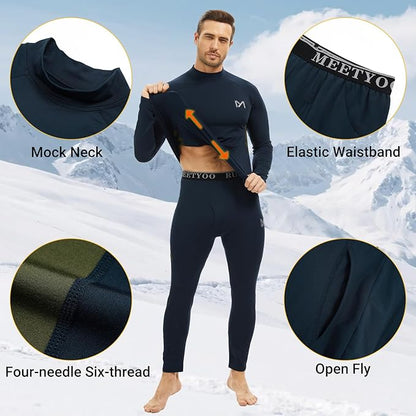 Thermal Underwear for Men, Winter Gear Long Johns Base Layer Top and Bottom Set for Skiing Running
