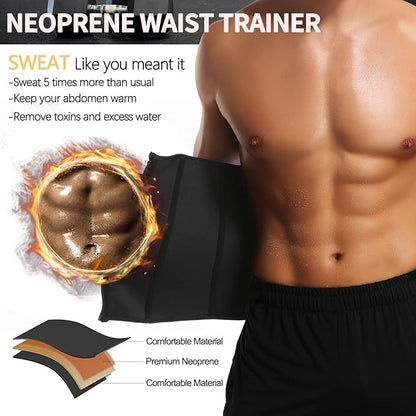 KIWI RATA Mens Workout Waist Trainer Corset Neoprene Sauna Sweat Trimmer Cincher Belt Extra Belly Compression Belts