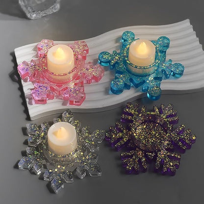 Christmas Silicone molds for Candle Making, Snowflakes Design Christmas Candle Holders Resin Molds for Party Decoration Candle Form Epoxy Plaster Mould