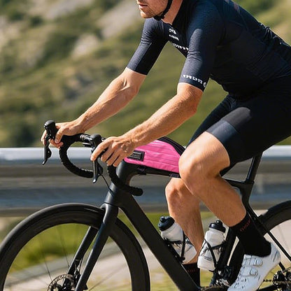 RideRow Bike Top Tube Bag Bicycle Front Frame Bag Waterproof Bike Pouch Pack,Phone Bag Cycling Accessories Pouch for Mountain Road Bike Pink