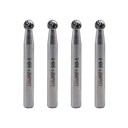 SD-1 Tungsten Carbide Burr Ball Shape Double Cut Rotary Burrs File, Used for metalwork, Tool Making, Engineering, Grinding, 4pcs by LU&MN
