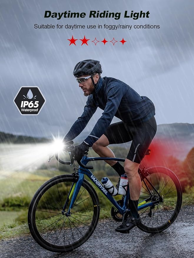 1000 Lumen Super Bright Bike Lights, 4+6 Modes Rechargeable Bicycle Lights Front & Rear with Side Lights, IP65 Waterproof Bike Headlight for Day/Night Riding Safety, Scooter Accessories