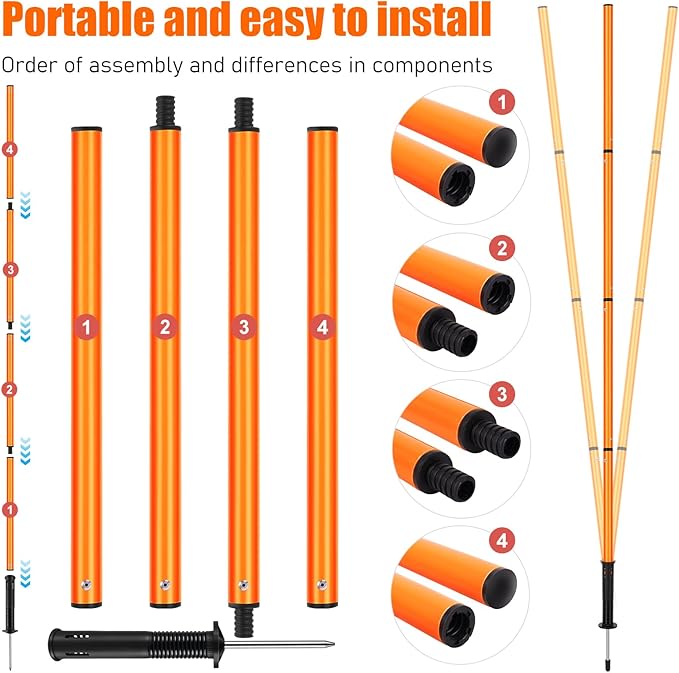 Soccer Agility Training Equipment: 6 Soccer Agility Poles, 20ft Agility Ladder, 10 Soccer Cones, 1 Jump Rope. Soccer Training Poles for Speed Training, Agility Training