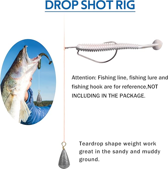 Fishing Weights Sinker Kit-30pcs Assorted Bass Casting Sinker Weights Bell Sinkers Drop Shot Weights with Brass Swivels for Saltwater Freshwater Fishing