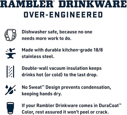 YETI Rambler 25 oz Tumbler with Handle and Straw Lid, Travel Mug Water Tumbler, Vacuum Insulated Cup with Handle, Stainless Steel, Papaya