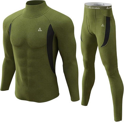 CL convallaria Mens Thermal Underwear Set with Fly Long Johns Base Layer Winter Hunting Gear Sport Top and Bottom