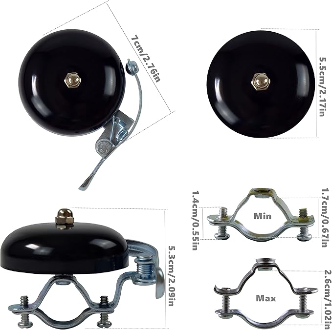 Classic Bell, Loud Crisp Clear Sound Bicycle Accessories for Adults Youths, Stylish Horn for Road and Mountain Bikes