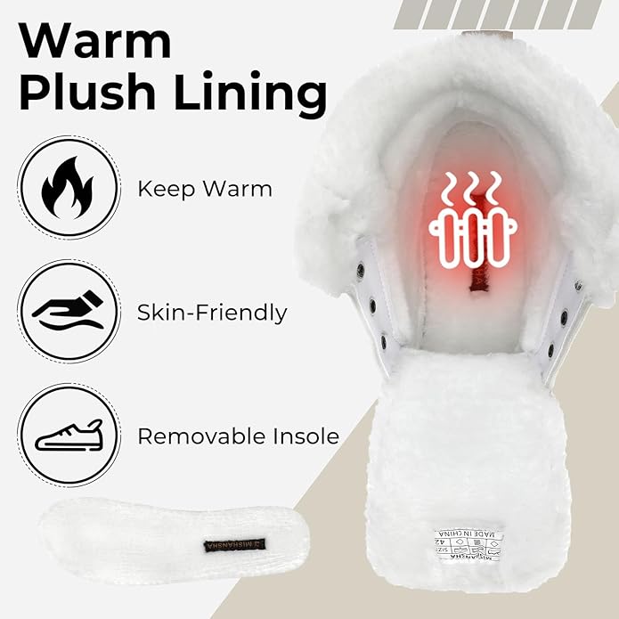 Mishansha Men's Waterproof Snow Boots, Insulated Warm Lined Winter Boot for Cold Weather, Non-Slip Outdoor Trekking Hiking Shoes Size 4-13.5