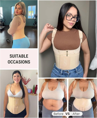 FeelinGirl Waist Trainer for Women Tummy Control Waist Cincher Belt Workout Body Shaper Vest with Adjustable Shoulder Strap