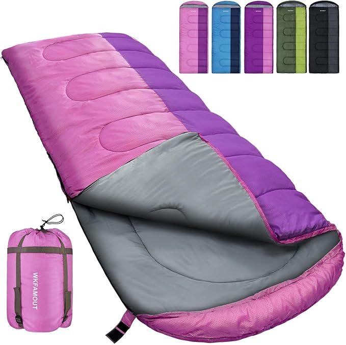 XL 10 Degree Sleeping Bags Waterproof for Adults 350GSM Machine Washable with Compression Sack for 3-4 Season Camping Outdoor