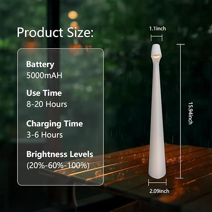 Portable LED Table Lamp 3-Levels Brightness, Rechargeable Battery Up to 48 Hours Usage, Night Light for Kids Nursery, Nightstand Lamp, Bedside Lamp.LED Desk Lamps Outdoor Portable Touch Lamps.(White)