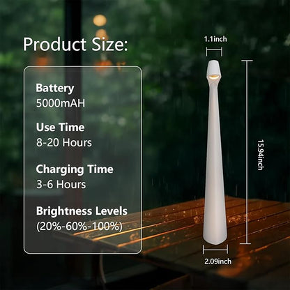 Portable LED Table Lamp 3-Levels Brightness, Rechargeable Battery Up to 48 Hours Usage, Night Light for Kids Nursery, Nightstand Lamp, Bedside Lamp.LED Desk Lamps Outdoor Portable Touch Lamps.(White)