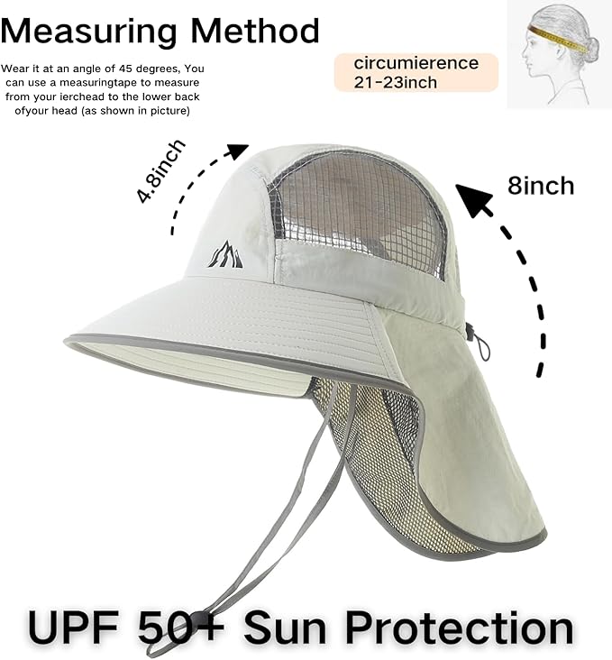UV Sun Protection Hat Women Foldable Neck Flap Wide Brim Fishing Hat with Ponytail Hole for Women