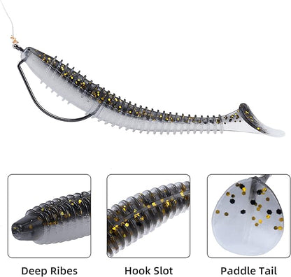 RUNCL Swimbaits Paddle 10/20/30/40PCS, 5/4/3/2 Inchs Paddle Tail, Soft Lure for Trout Crappie Bass, Durable Plastic Bait Swimmer for Saltwater/Freshwater, Fishing Lover's Gift