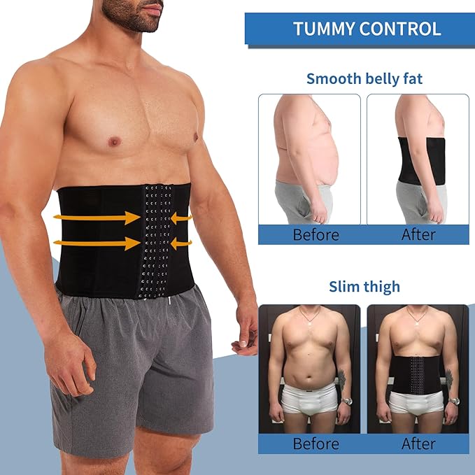 MISS MOLY Waist Trainer for Men Corset with Steel Bones Stomach Belt Waist Trimmer Belly Girdle for Fitness Body Shaper