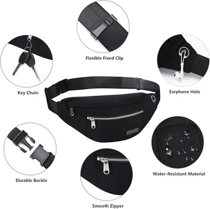 MAXTOP Large Crossbody Fanny Pack with 4-Zipper Pockets,Gifts for Enjoy Sports Festival Workout Traveling Running Casual Hands-Free Wallets Waist Pack Phone Bag Carrying All Phones