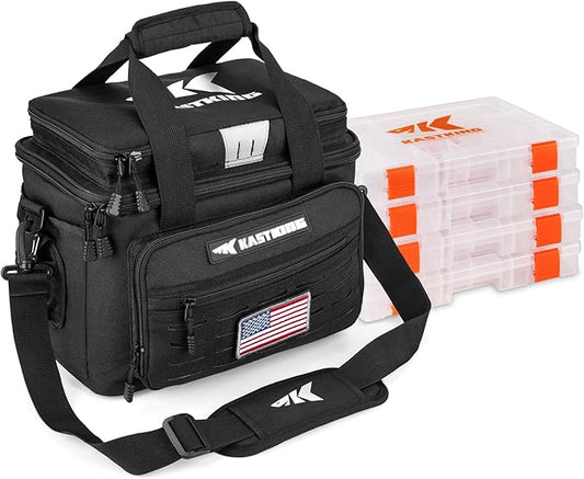 KastKing Karryall Fishing Tackle Bags with 4 * 3600 Tackle Trays - Saltwater & Freshwater Fishing Gear Storage