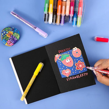 Grabie Acrylic Paint Pens Markers, 18 Colors, 0.7 mm, Extra Fine Tip Drawing Markers, Premium Paint Pens for Painting on Various Surface, Art Supplies