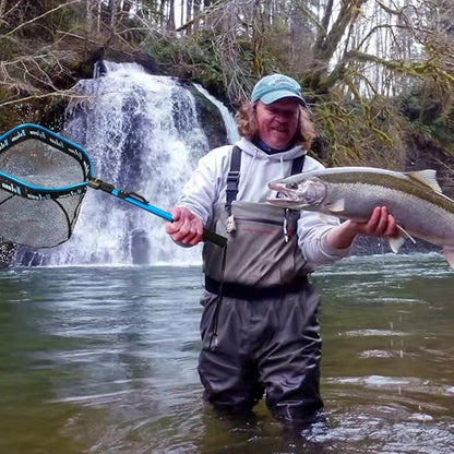 YVLEEN Floating Fishing Net - Folding Fishing Landing Net with Rubber Coating Mesh for Easy Fish Catch and Release, Fishing Net for Freshwater and Saltwater