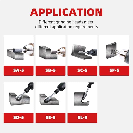 EZARC Tungsten Carbide Rotary Burr Bit, SD-5 Ball Double Cut Carbide Burr 1/4" Shank Die Grinder Cutting Burrs Bit for Metal Working & Sturdy Storage Case