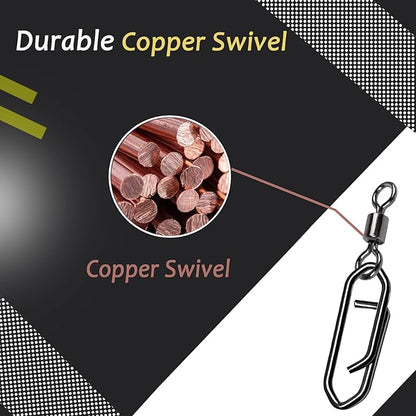 Atibin High Strength Fishing Clips Swivel Freshwater Saltwater Fishing Snaps Connector Rolling Barrel Swivels Fishing Clip Speed Change Black Nickel