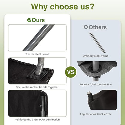 ALPHA CAMP Oversized Camping Folding Chair - Heavy Duty Steel Frame Support 350 LBS, Collapsible Padded Arm With Cup Holder, Quad Lumbar Back, Portable for Outdoor/Indoor