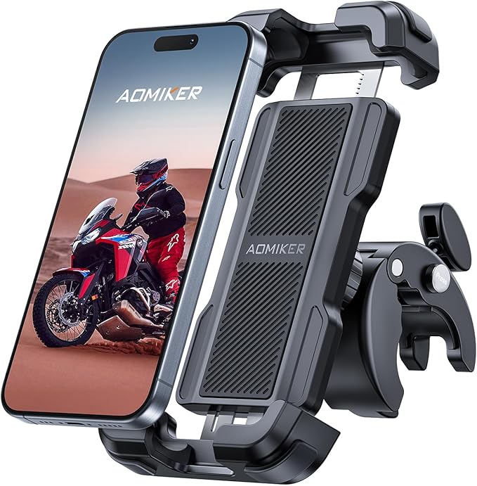 Aomiker Bike Motorcycle Phone Holder Mount - [2025 Quick Release] Bike Phone Holder Handlebar Clamp, Bicycle Scooter Phone Clip for iPhone 16 15 14 13 12 11 Pro Max Plus Mini, 4.7-6.8" Smartphone